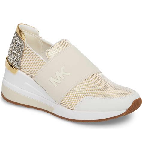 michael kors rose gold slip on girls sneakers jaquard|Michael Kors.